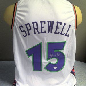 Latrell Sprewell All Star Signed Custom NBA Basketball Jersey Size XL PSA/DNA